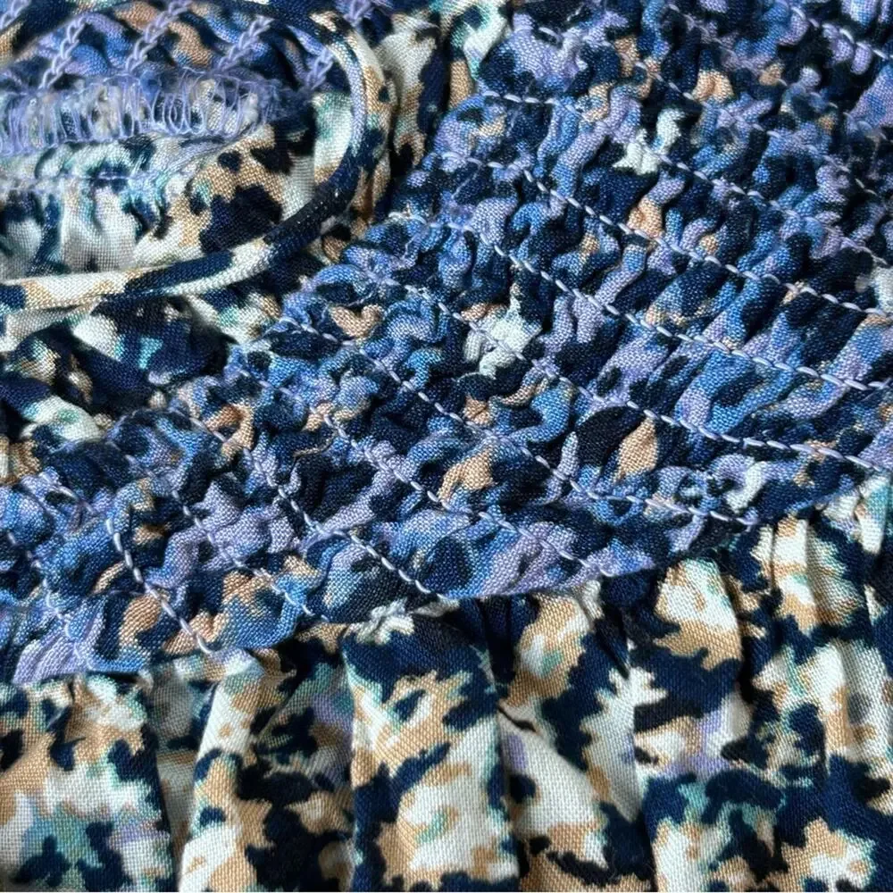 Free People One I Love Floral Midi Maxi Dress Blue Size L NWT